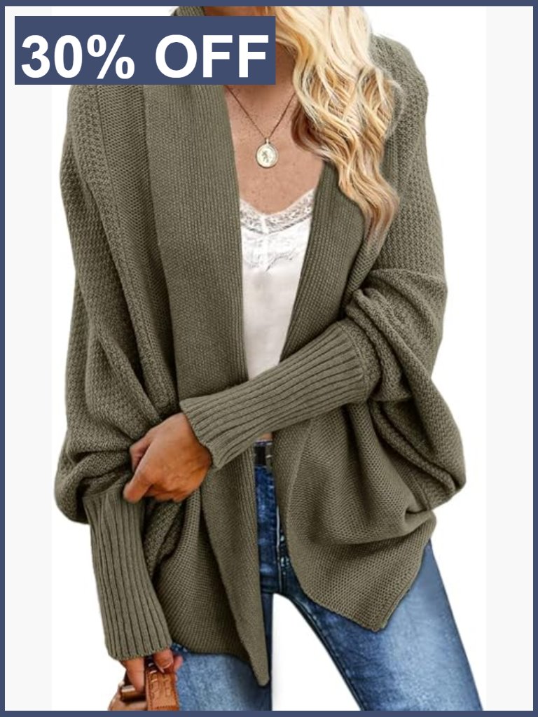 Women's Chunky Cable Knit Oversized Batwing Sleeve Cardigan